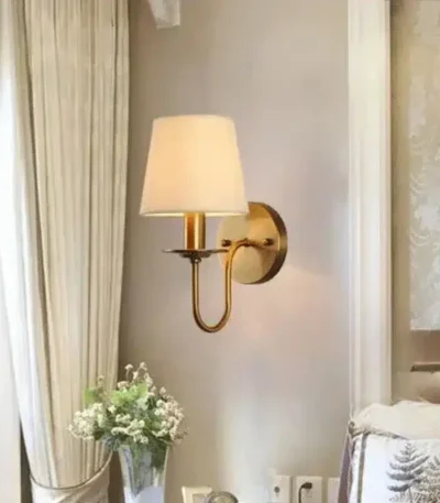 Modern Simple ‌Fabric Wall Lamp European Style Bedroom Bedside Sconce Living Room Hotel Study Office Corridor Lighting