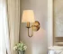 Modern Simple ‌Fabric Wall Lamp European Style Bedroom Bedside Sconce Living Room Hotel Study Office Corridor Lighting