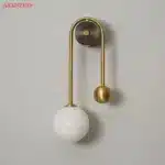 ASANZUO Glass Ball Lampshade Wall Lamp Gold Home Decor Living Room Bedroom Wall sconce Glass Lighting Luminaire – angled view
