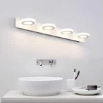Round LED wall lamp with acrylic shade in a modern living room