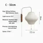 Japanese Style Silk Living Room Wall Lamp Modern and Simple Wire Controlled Switch Homestay Bedroom Bedside Wall Lamp – in a