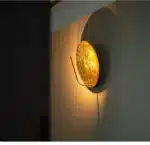 Italian Catellani&Smith Luna W foyer hallway living room bedroom circular gold foil wall lamp – top view