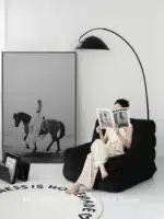 Modern abstract LED wall art glowing in a stylish living room