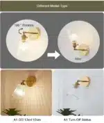 Modern Glass Wall Lamp Nordic Copper Transparent Lampshade Retro Bedroom Living Room Study wall decor – styled in a modern