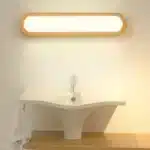 Modern wood wall sconce for bedroom with warm LED light