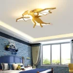 Modern Ceiling Chandelier Golden Dragon LED Lights Children Creative Bedroom Lamp Study Restaurant Room Decoration Ceiling