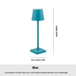 Cordless USB rechargeable table lamp with touch switch on a patio table