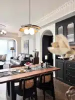 Wicker Chandelier Glass Ball Pendant Lamp E14 Bulb Ceiling Light Nordic Suspension – styled in a modern Living setting