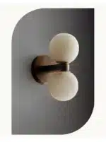 Modern Double Ball Marble Villa Attic Wall Lamp Copper TV wall in the living room lighting Bedroom corridor light – top view