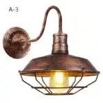 Vintage wall sconce with industrial iron cage and gooseneck arm