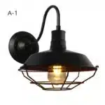 Vintage wall sconce with industrial iron cage and gooseneck arm