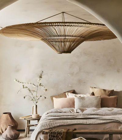Kasa Handwoven Bamboo Pendant Light - Japanese Straw Hat Ceiling Light for Dining Room, Kitchen Island and Living Room